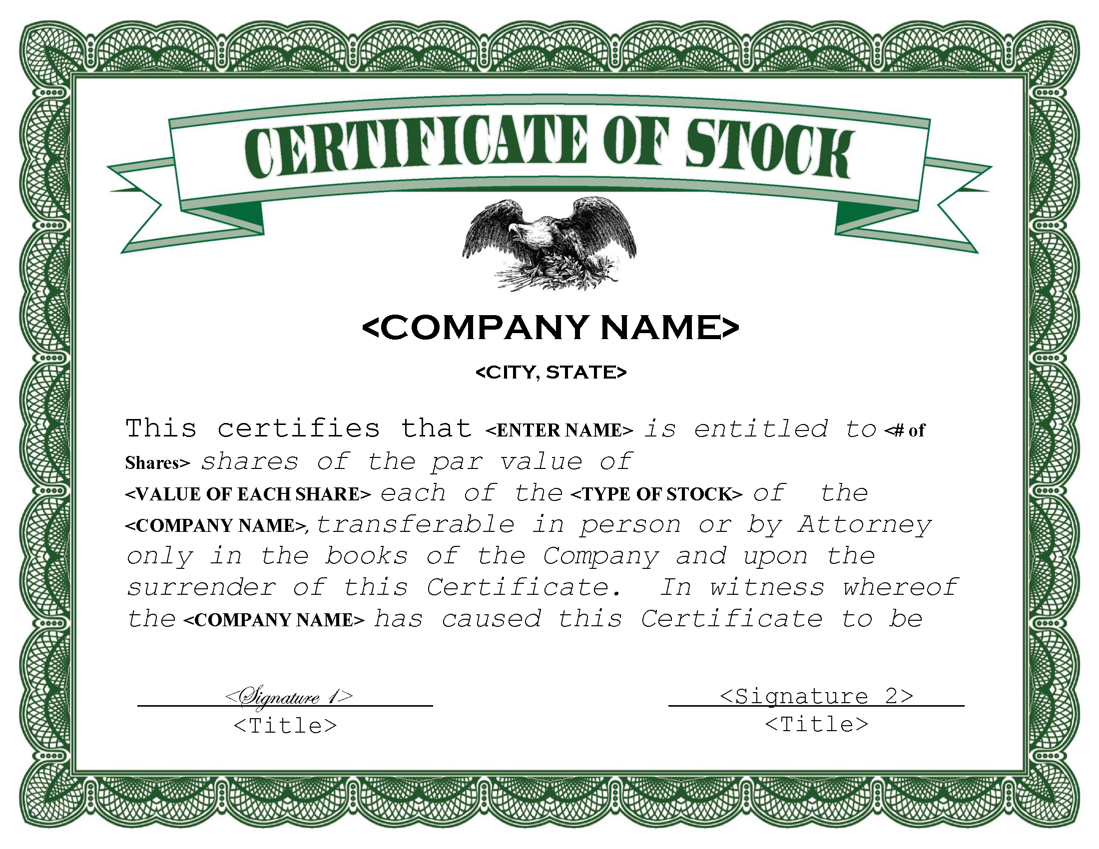 16 - Stock Certificate and Common Stock